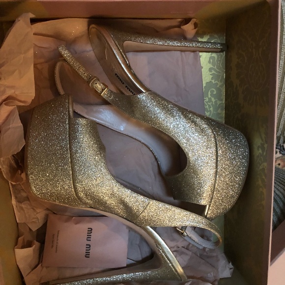 Miu Miu peeptoe glitter heel - Picture 4 of 6